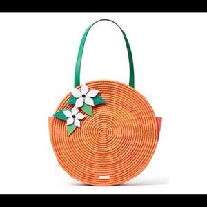 Kate Spade NY Spice Things Up Straw Orange Tote